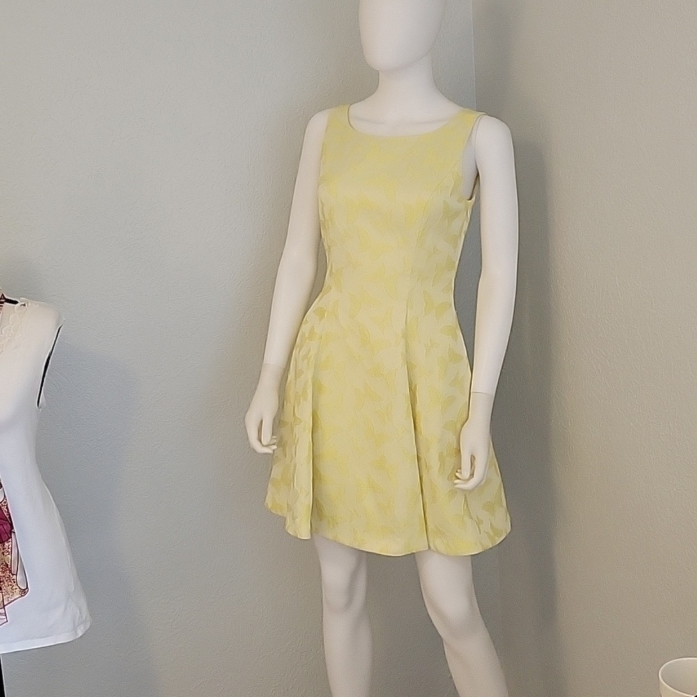 ERIN Fetherston Veronica Butterfly Yellow Fit & Flare Tank Rush Prom Dress - Picture 2 of 12